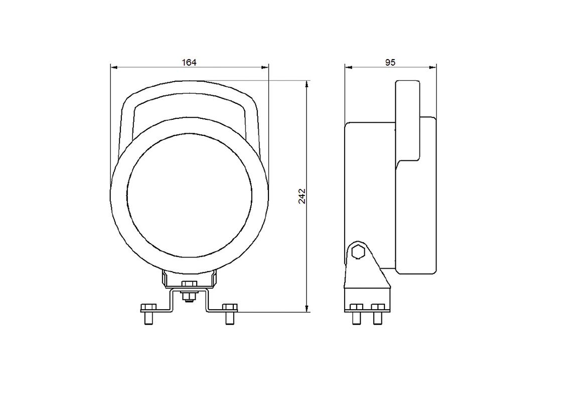 LED Arbeitsscheinwerfer CARBONLUX rund Durchmesser 164mm - Kabel